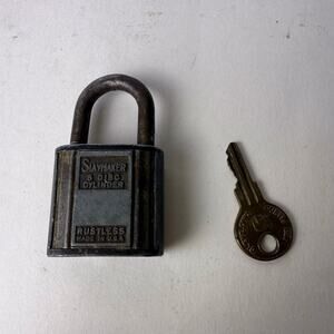 Vintage Slaymaker 5 Disc Cylinder Padlock With Original Key & Key